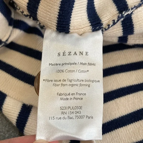 Sezane Matthis Jumper Natural / Navy Size S - Picture 10 of 11